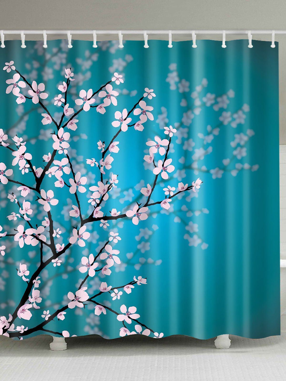

Plum Blossom Mouldproof Bathroom Shower Curtain, Lake blue