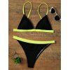 Bikini Skimpy couleur contrastante plongeante - Noir M