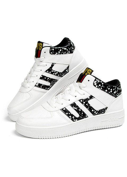 

Trendy Mid Top and Spot Print Design Men's Athletic Shoes, White