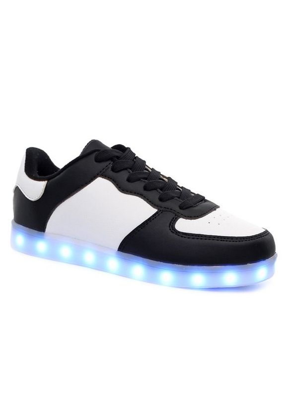 Lights Up Led Luminous Color Splicing Casual Shoes - Blanc et Noir 43