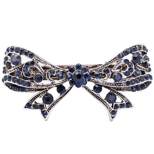 

Hollow Out Alloy Bowknot Faux Gem Barrette, Blue