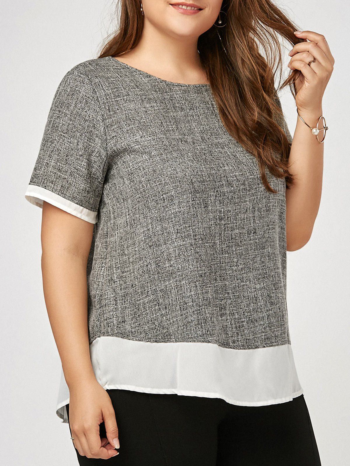 

Plus Size Marled Two Tone Blouse, Gray