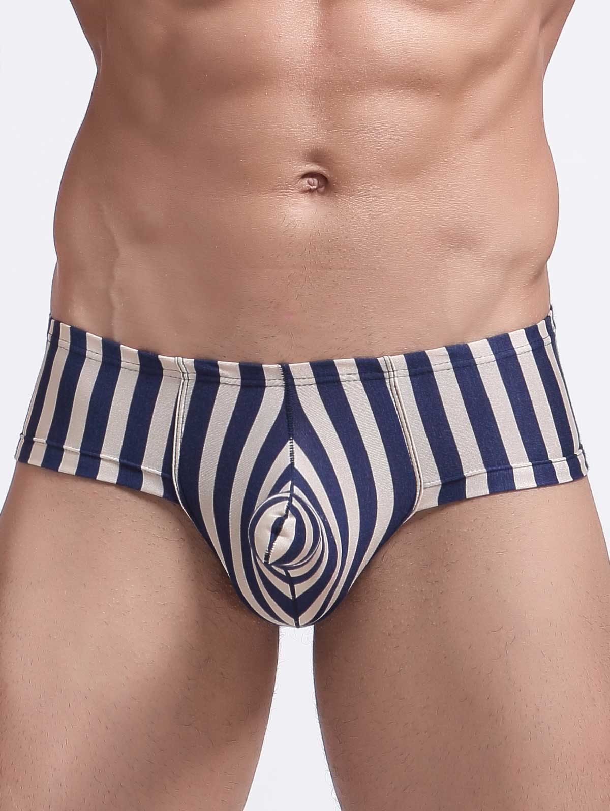 

Elephant Nose Convex Pouch Elastic Waist Stripe Boxer Brief, Royal