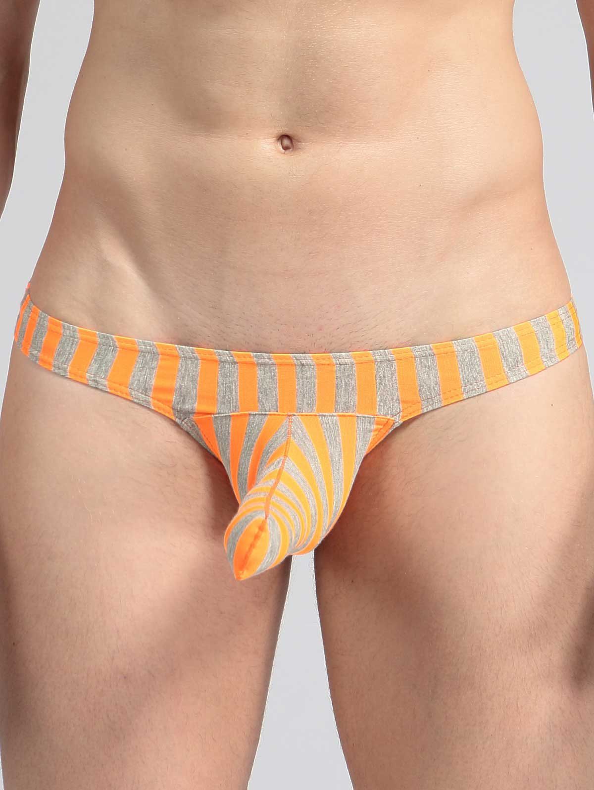 

Elephant Nose Convex Pouch Elastic Waist Stripe T Back, Orange