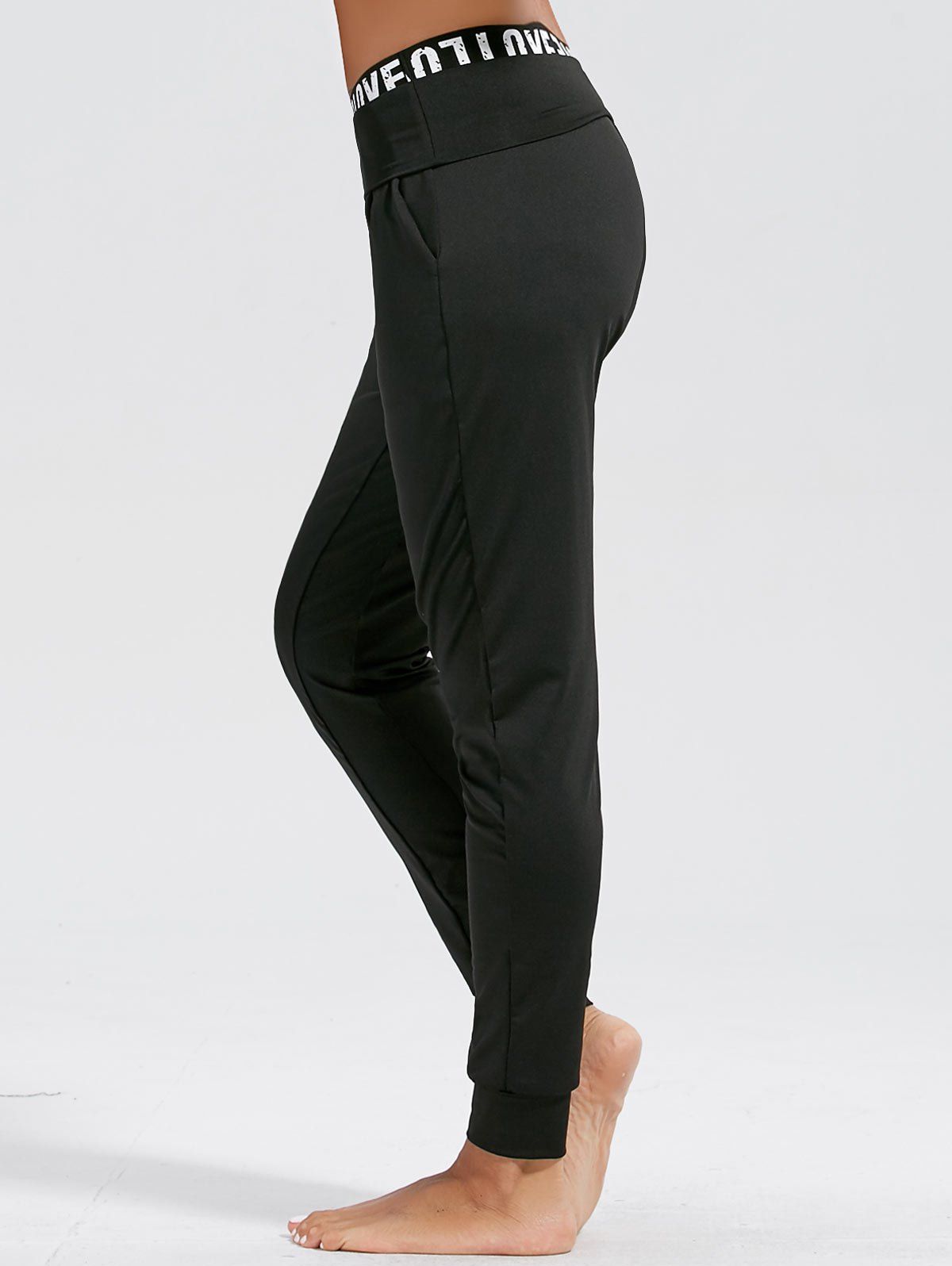 

High Waist Sports Jogger with Pockrts, Black