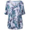 T-shirt Grande Taille Floral avec Encolure Elargie - multicolore XL