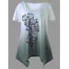 T-shirt Mouchoir Ombré Floral Grande Taille - Vert Cendré 4XL