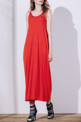 Stylish Spaghetti Strap Solid Color Pocket Design Women's Dress