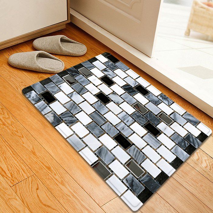 

Ceramic Tile Pattern Indoor Outdoor Area Rug, Black white