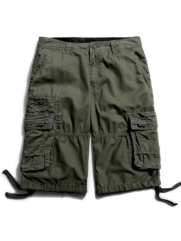 

Zipper Fly Flap Pockets Cargo Pants, Army green