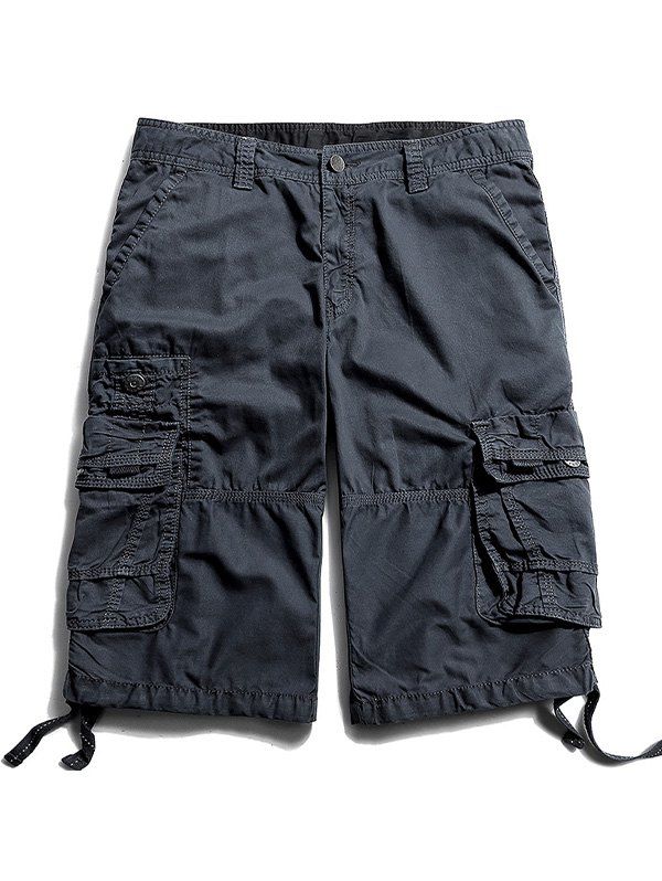 

Zipper Fly Flap Pockets Cargo Pants, Charcoal gray