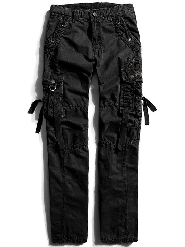 

Zipper Fly Multi Pockets Cargo Pants, Black