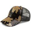Chapeau de baseball embellis en sequache de motif Maple Leaf - Noir 