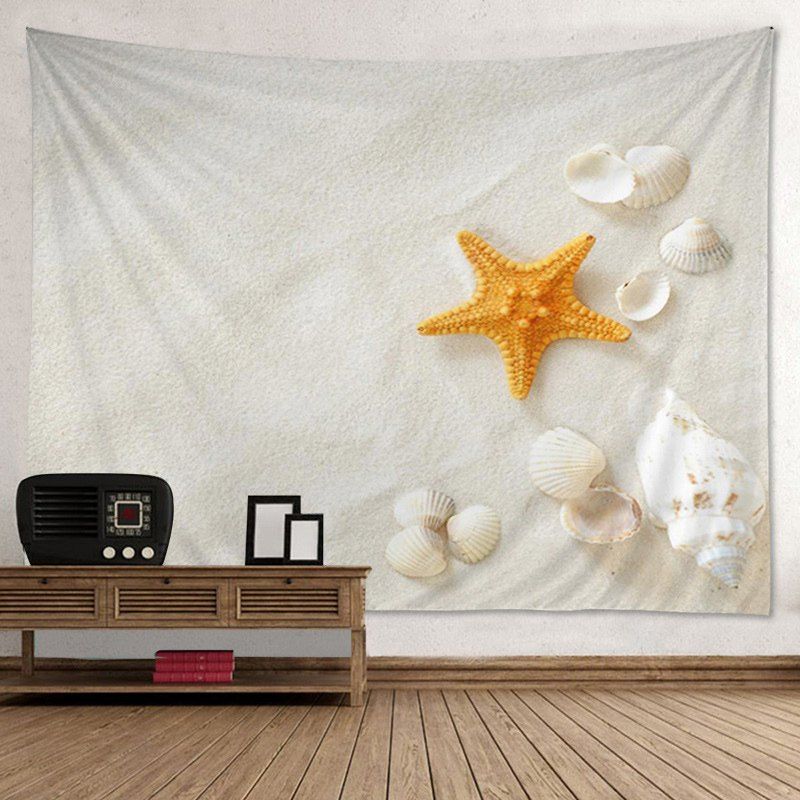 

Wall Hanging Art Decoration Beach Shell Print Tapestry, Off-white