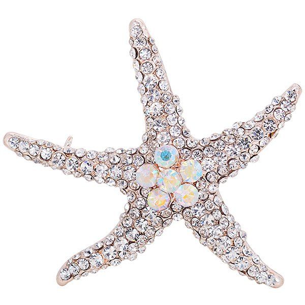

Rhinestone Inlaid Alloy Starfish Broosh Pin, Silver
