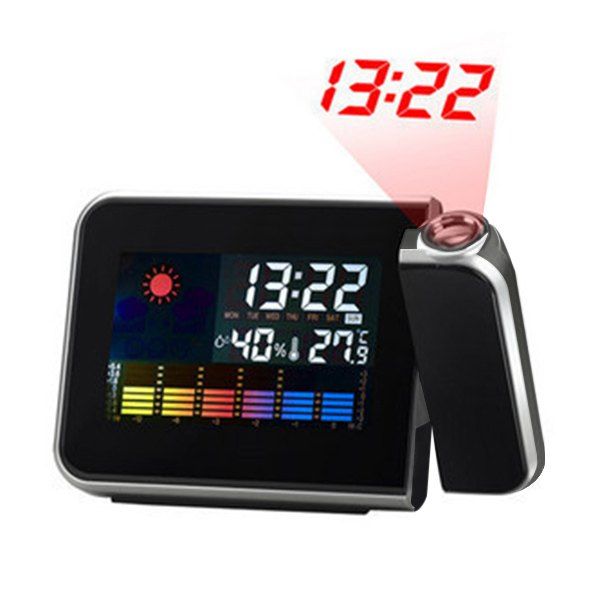 

Temperature Humidity LED Projection Alarm Clock, Black
