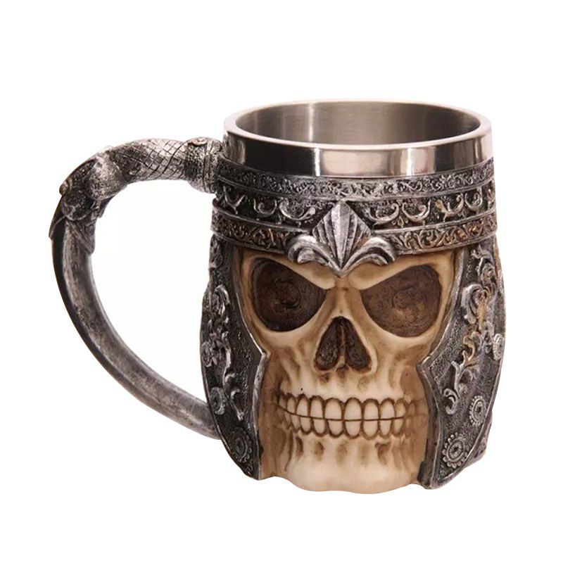 

3D Stainless Steel Skull Mug, Brown