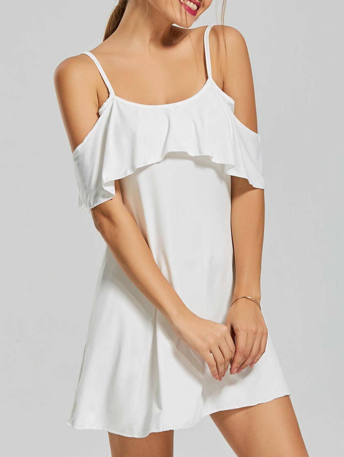 

Cold Shoulder Cami Mini Shift Dress, White