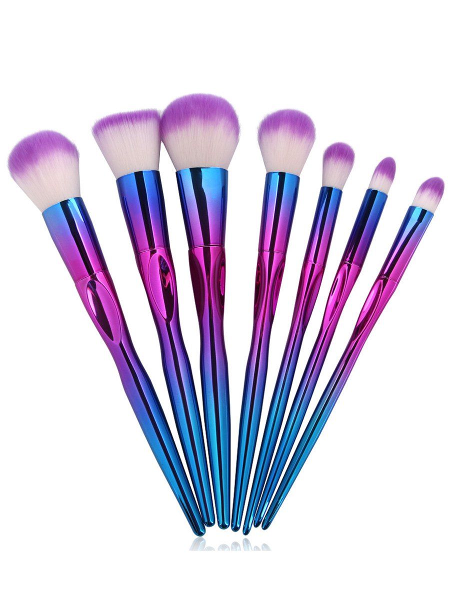 

7Pcs Sunk Plating Handle Ombre Makeup Brushes Kit, Colorful