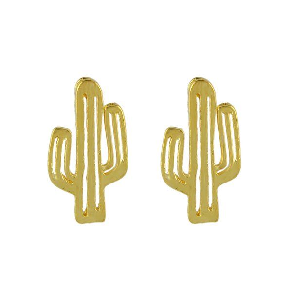 

Alloy Metal Cactus Stud Earrings, Golden