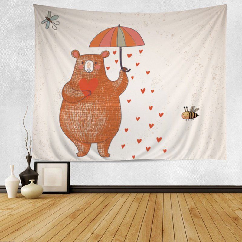 

Cartoon Heart Bear Print Tapestry Wall Hanging Art Decor, Orange