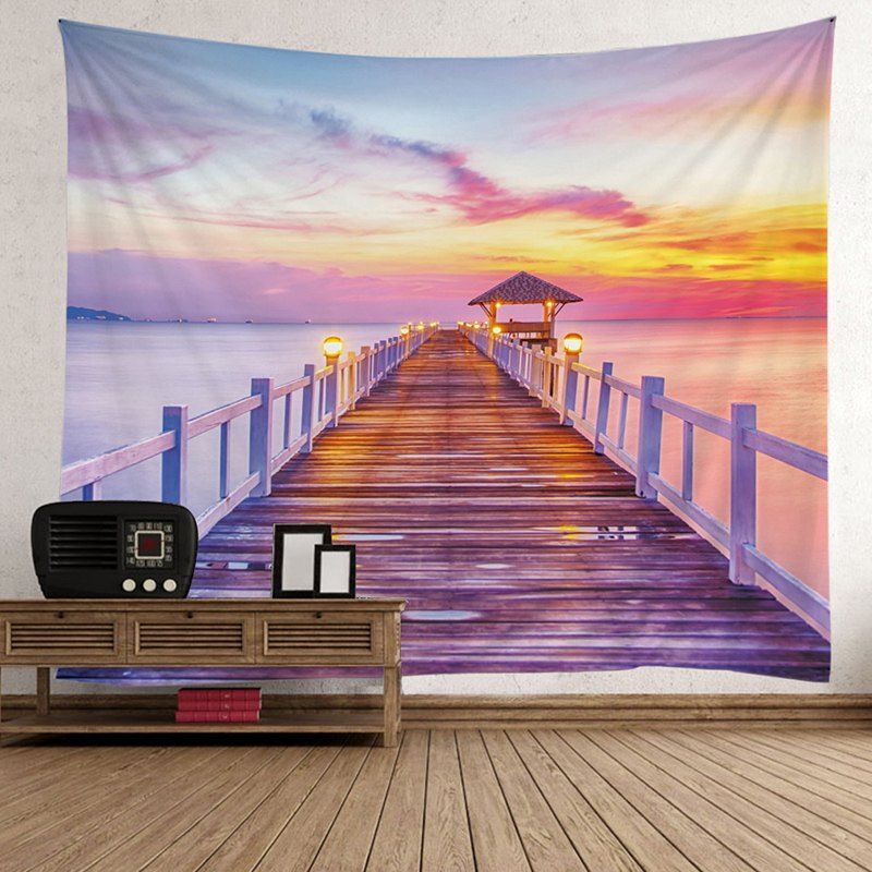 

Wall Hanging Sunset Glow Sea Bridge Tapestry, Colorful