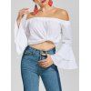 Chiffon Off The Shoulder Flare Sleeve Top - Blanc S