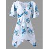 Plus Size Butterfly Printed Dressy Long T-shirt - WHITE 3XL
