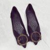 Chaussures plates à faux cuir en fermoir - Noir 39