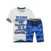 Ensemble T-shirt de Sport Imprimé à Manches Courtes et Short - Bleu profond 2XL