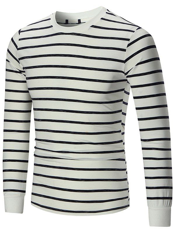 

Striped Space Dyed Crew Neck Tee, White