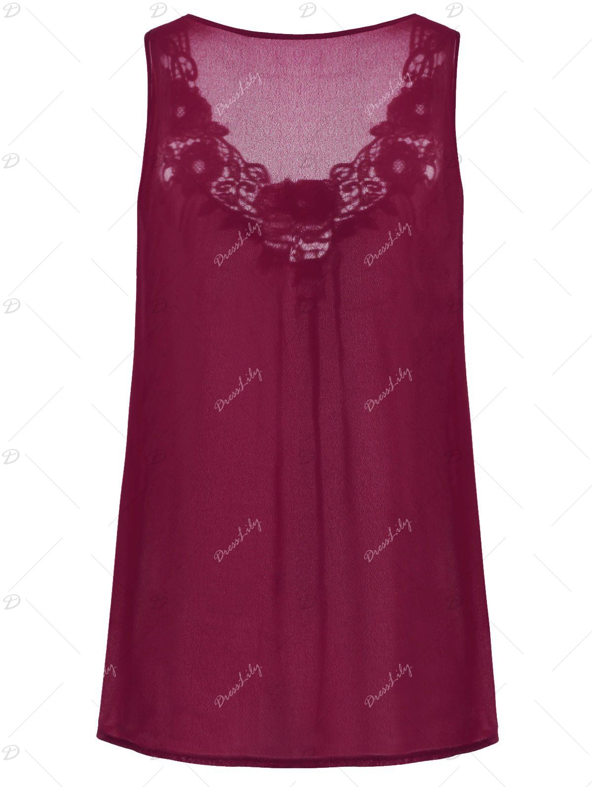 DressLily.com: Photo Gallery - Embroidered Sleeveless Chiffon Plus Size Top