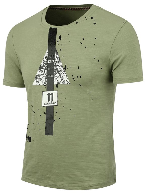 T-shirt graphique peint à l'éclaboussure - Vert 3XL