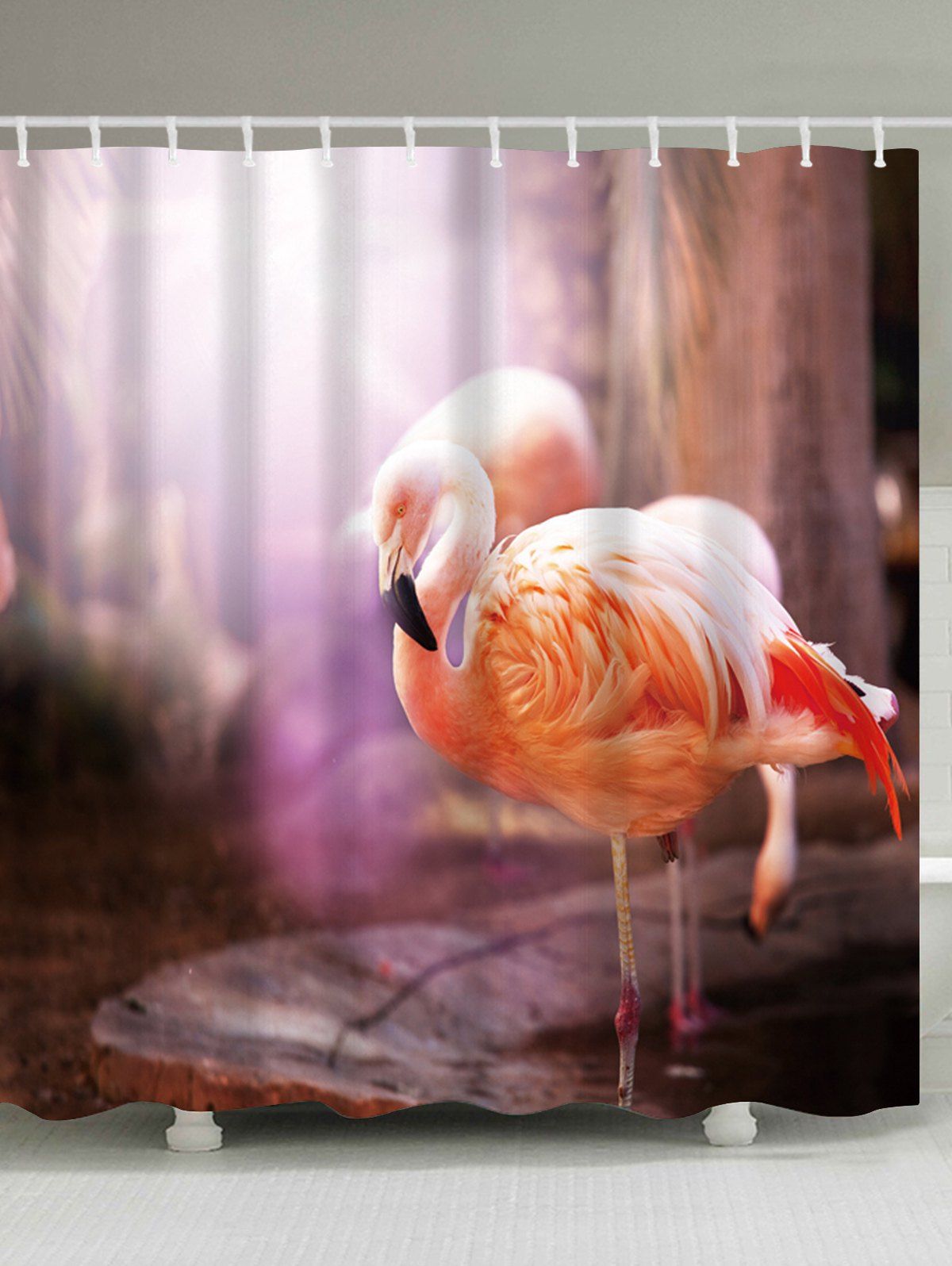 

Flamingo Waterproof Mildewproof Shower Curtain, Colormix