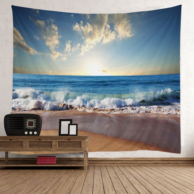

Wall Decoration Beach Sunlight Tapestry, Lake blue
