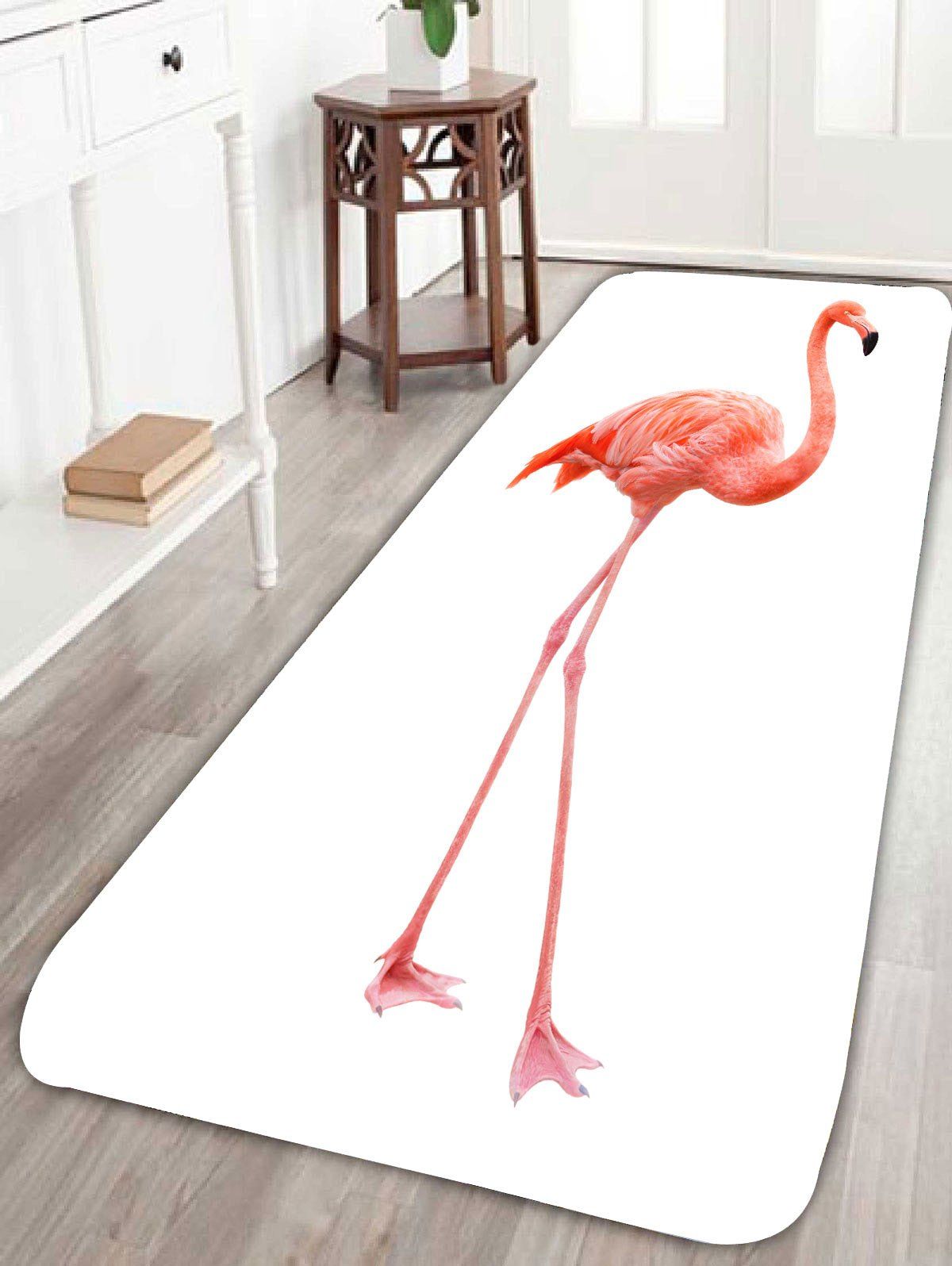 17 Off 2020 Flamingo Antislip Velvet Bathroom Rug In White Dresslily