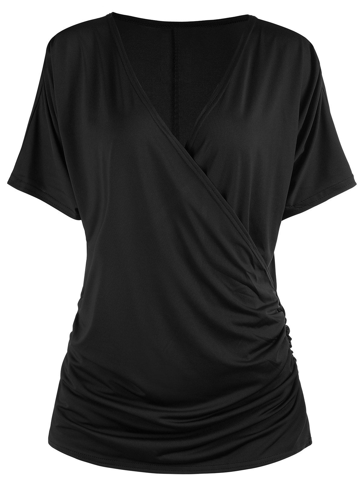 

Scrunch Ruched Surplice T-shirt, Black