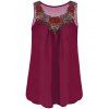 Haut Brodé Sans Manches Grande Taille en Mousseline de Soie - Rouge vineux 5XL