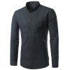 Chemise en lin à coton à rayures verticales à manches longues - Noir 42