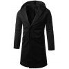 Manteau à Capuche Long avec Simple Poitrine - Noir XL