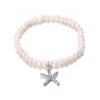 Bracelet en perle artificielle avec pendentif en forme de l'étoile de mer incrusté de strass - Argent 