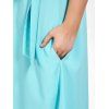 Plus Size Sleeveless Midi Flare Dress with Belt - TURQUOISE 6XL