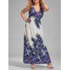 Robe de Bal Maxi Grande Taille Col en V Imprimée Plume de Paon - multicolor 4XL