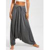 Pantalon Harem à Entrejambe Bas avec Cordon de Serrage - Gris XL