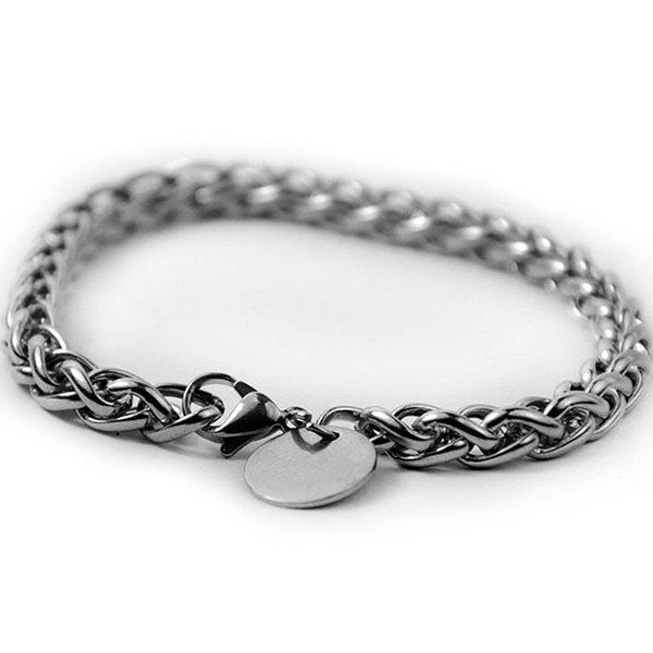 

Round Link Stainless Steel Bracelet, Silver