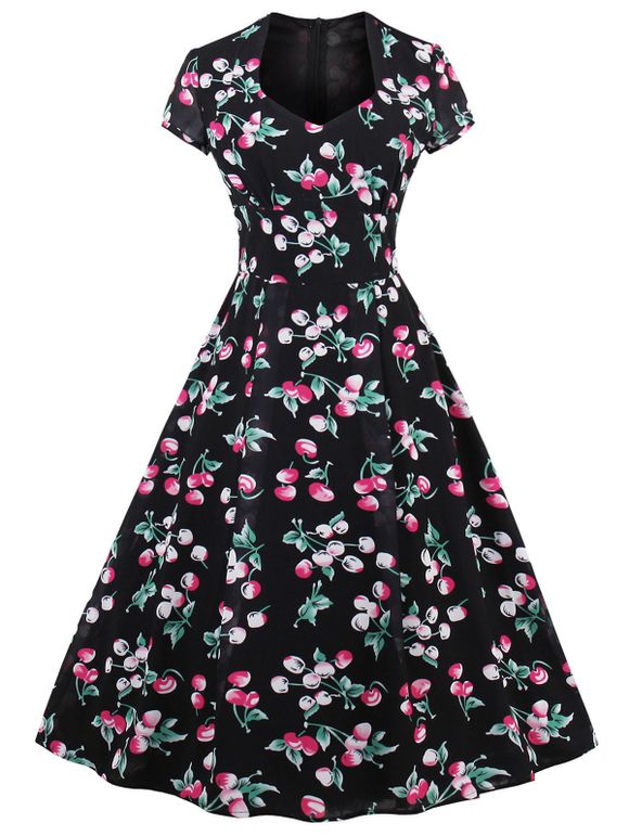 Une robe vintage imprimée en ligne Midi A - multicolore 2XL