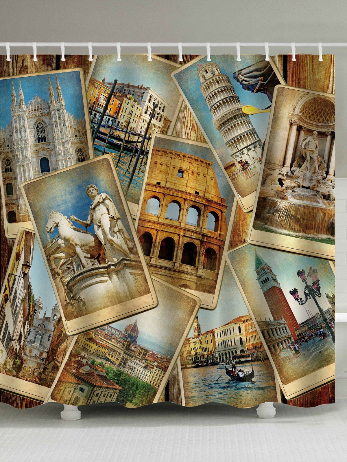 

Vintage Scenic Photo Waterproof Shower Curtain, Colormix