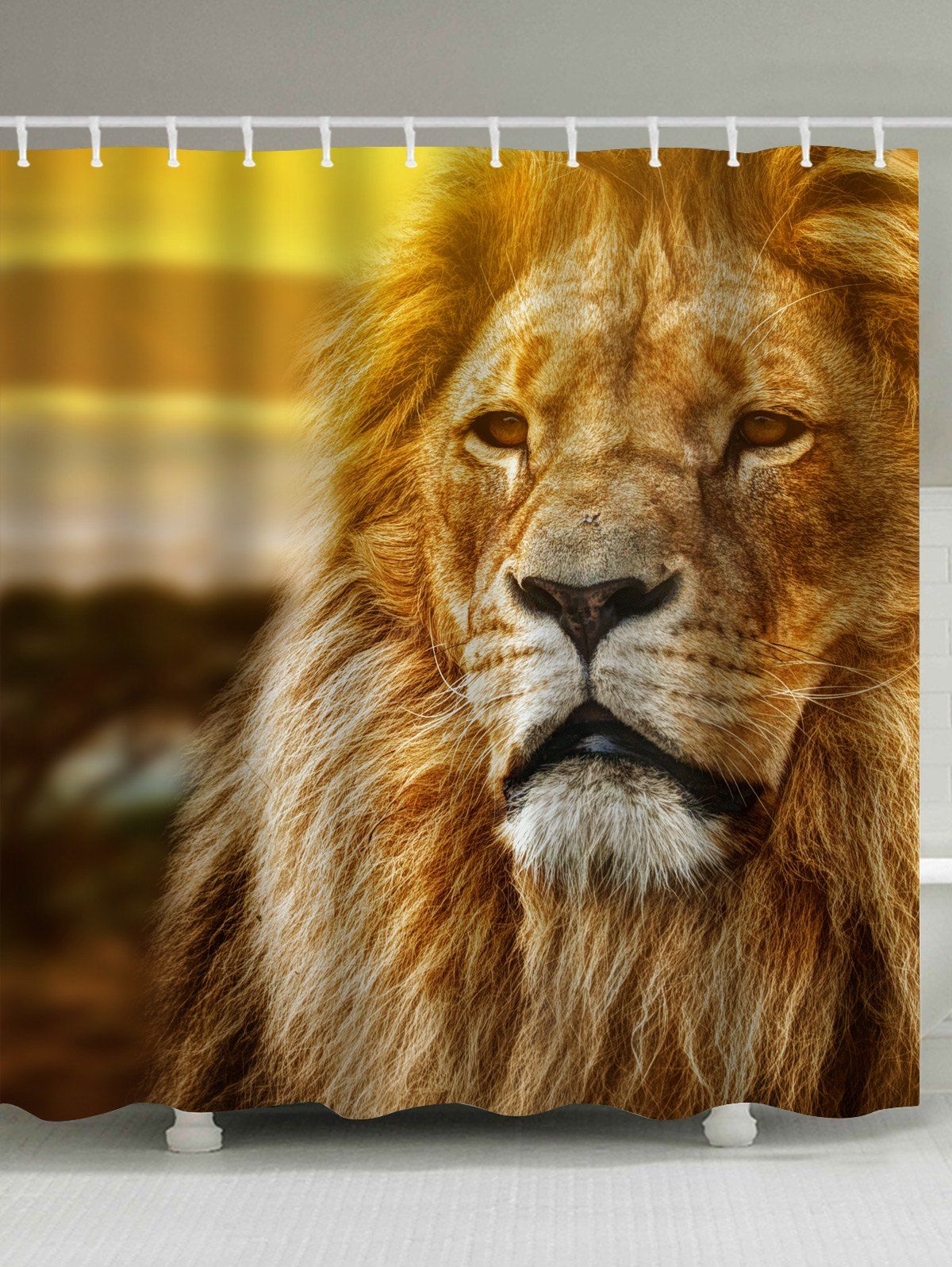 

Lion Print Fabric Eco-Friendly Shower Curtain, Brown