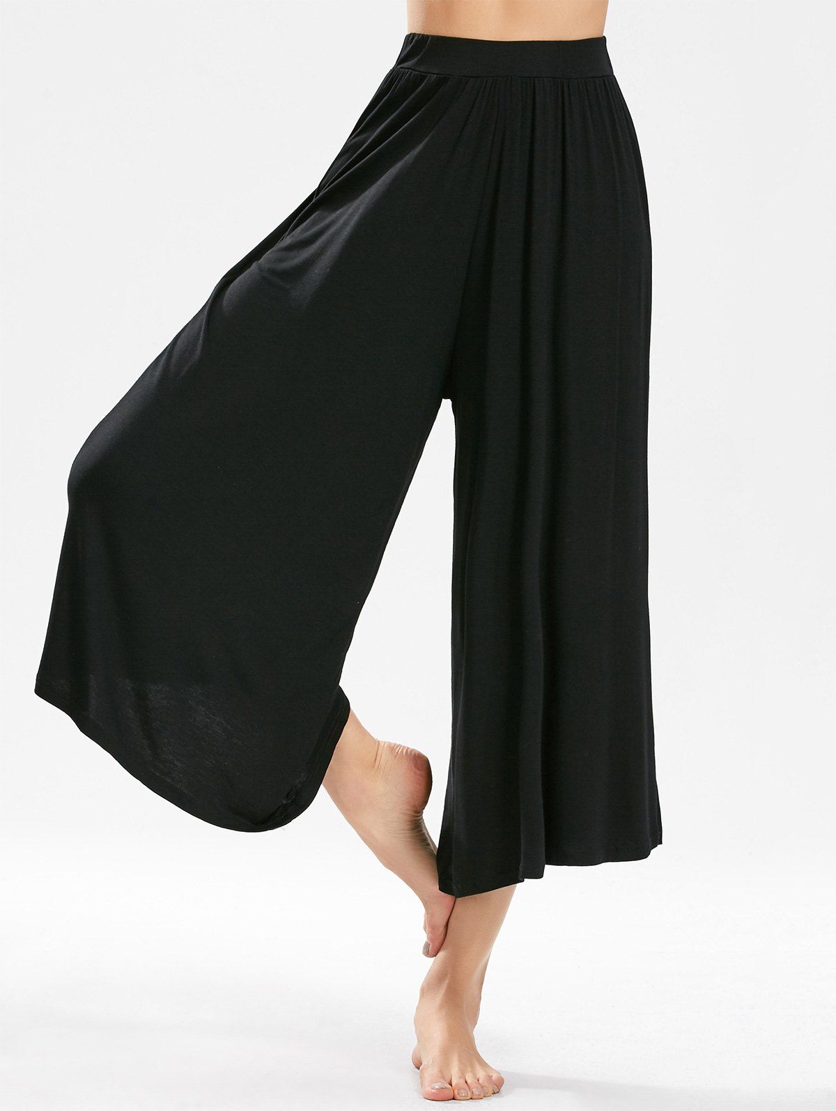 [17 OFF] 2021 Wide Leg Cropped Pants In BLACK DressLily