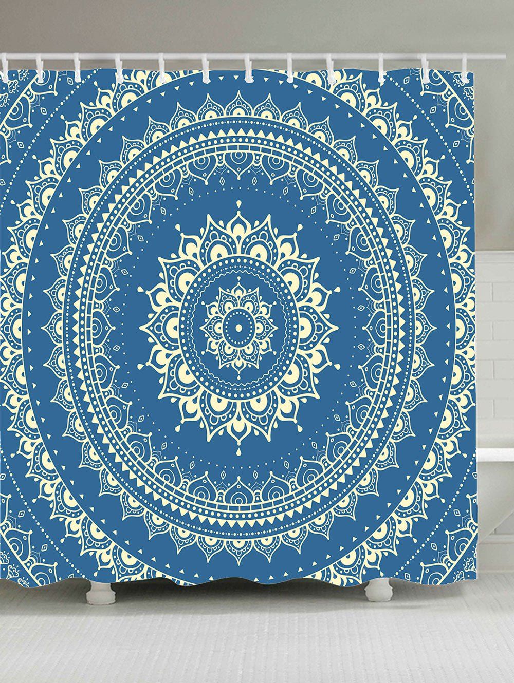 

Bohemina Mandala Floral Shower Curtain, Light blue